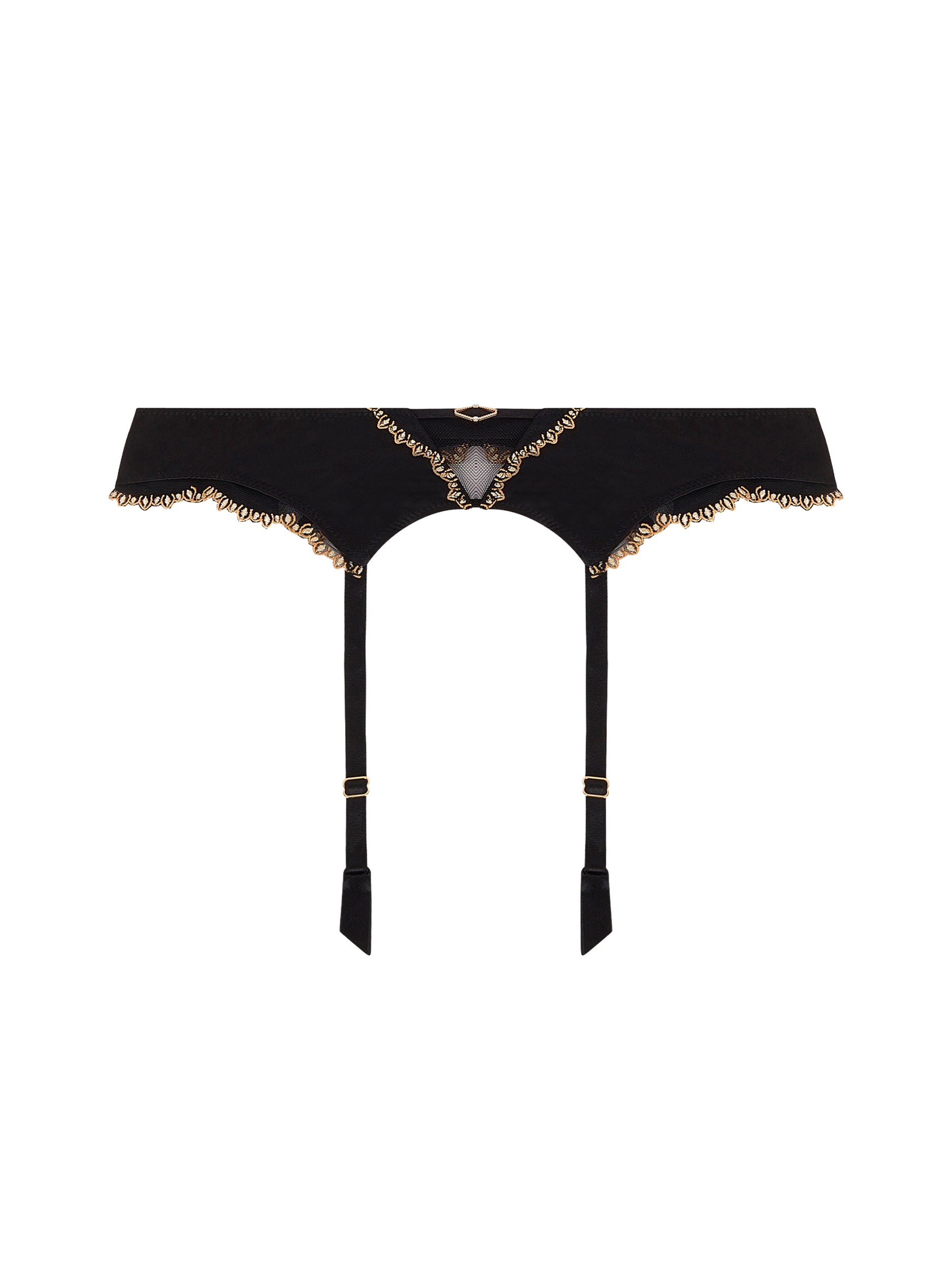 Éblouissante Icône Silk Suspender Belt - Nuit Gold