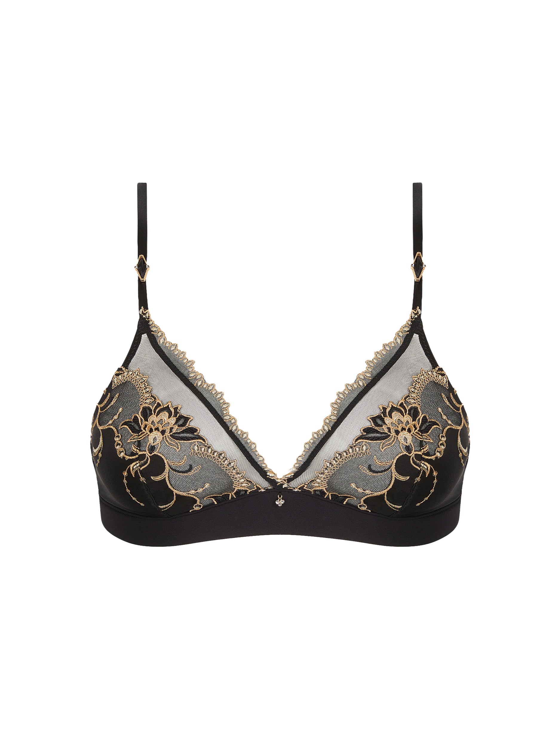Éblouissante Icône silk blend triangle bra - Nuit Gold
