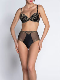 Soutien-gorge balconnet Éblouissante en soie mélangée - Or Nuit