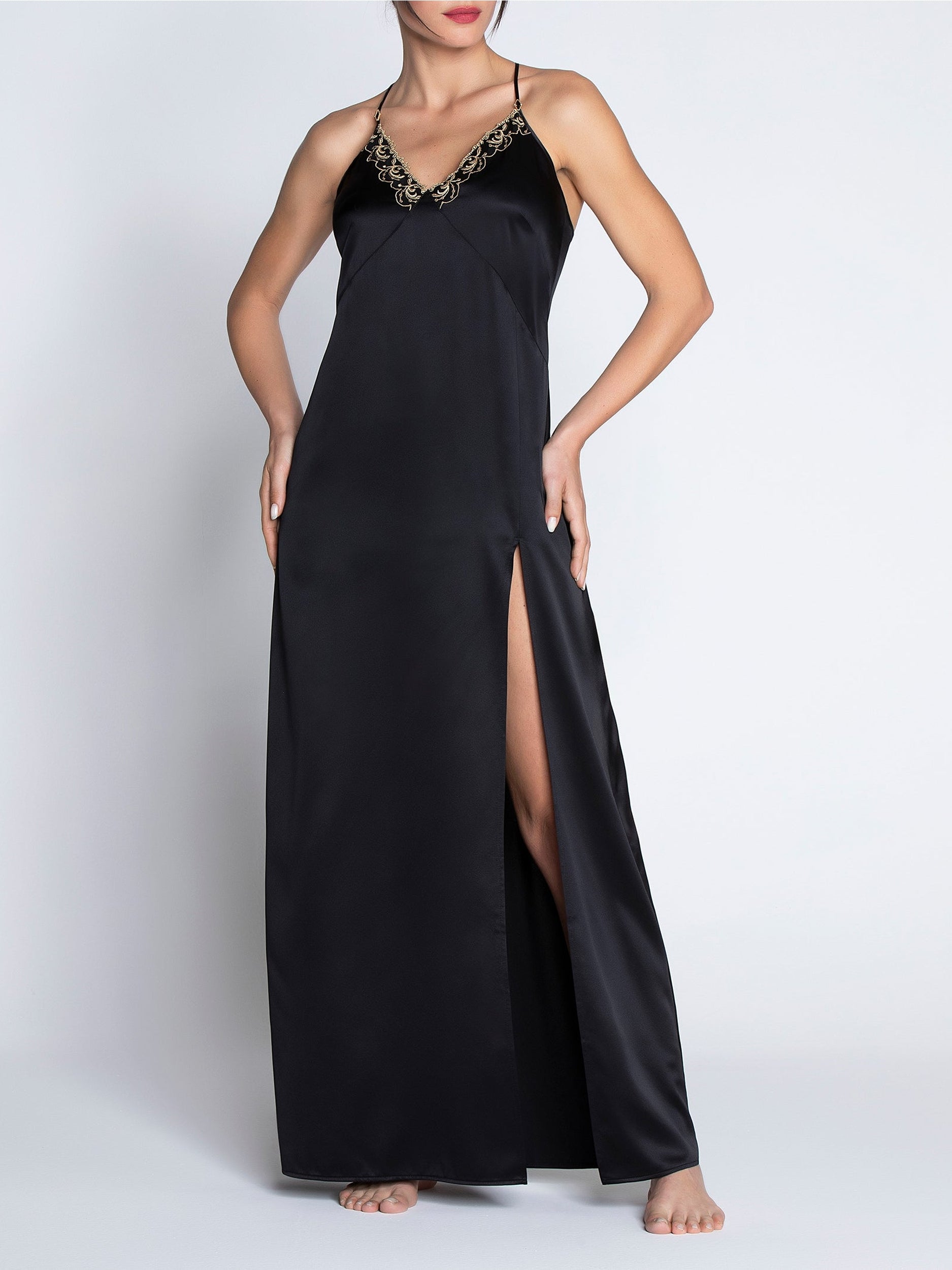 Robe Éblouissante Icône en soie - Or Nuit