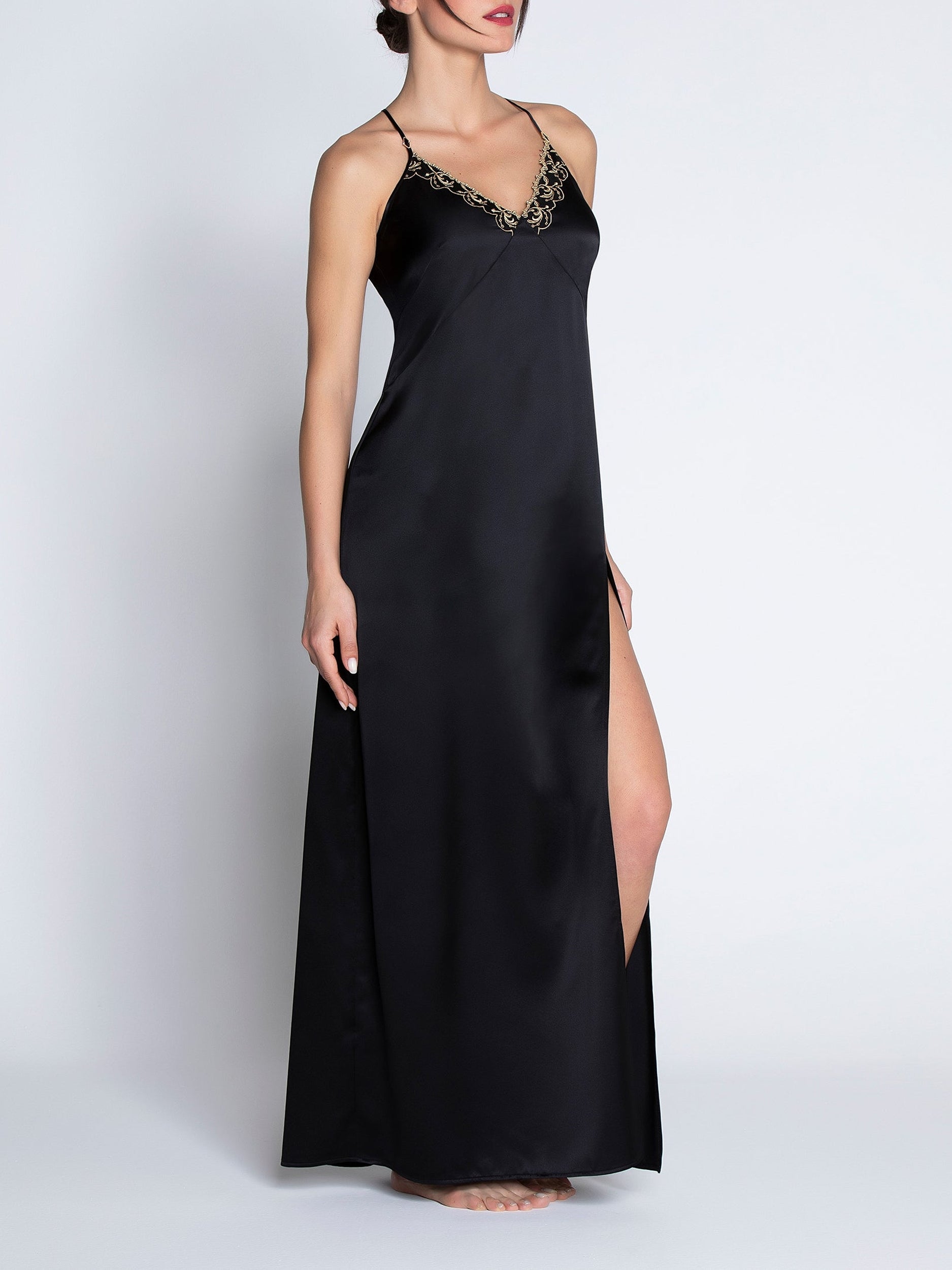 Robe Éblouissante Icône en soie - Or Nuit