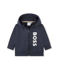 Cardigan de survêtement à capuche en coton - Bleu Cargo