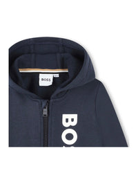 Cardigan de survêtement à capuche en coton - Bleu Cargo