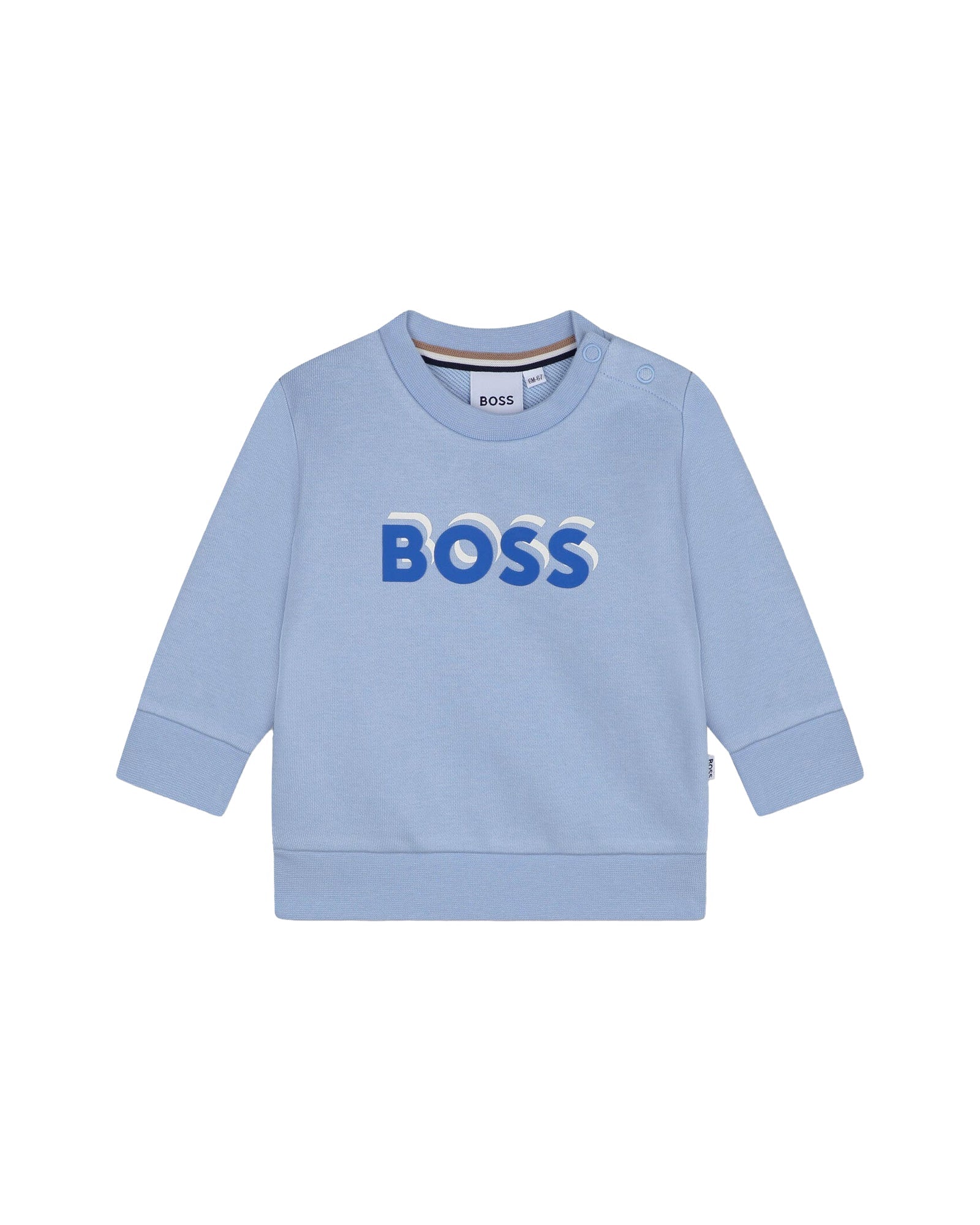 Sweatshirt à fermeture pressionnée en coton - Bleu Oxford