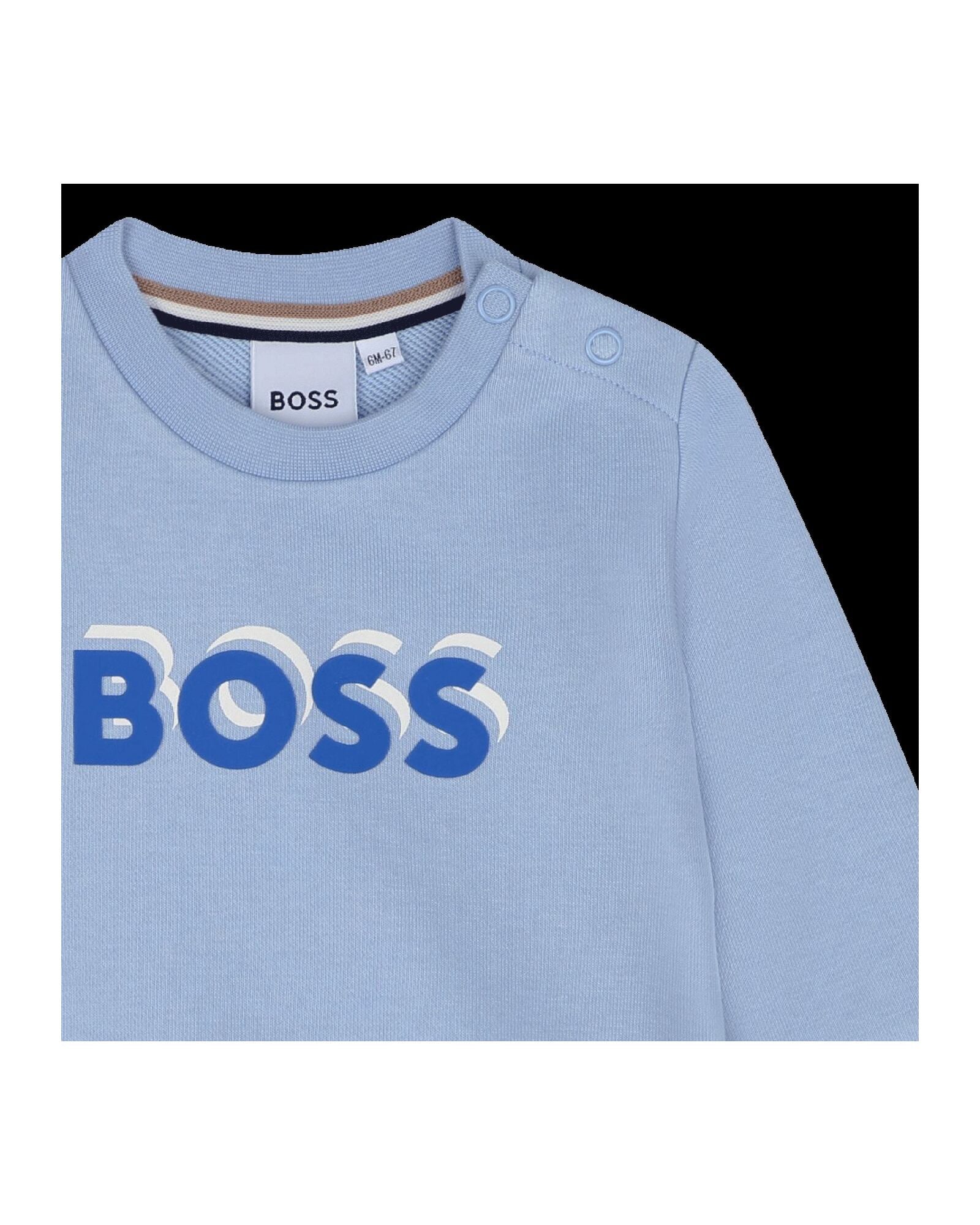 Sweatshirt à fermeture pressionnée en coton - Bleu Oxford