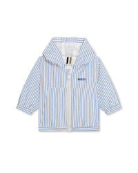 Striped hooded windbreaker - Oxford blue