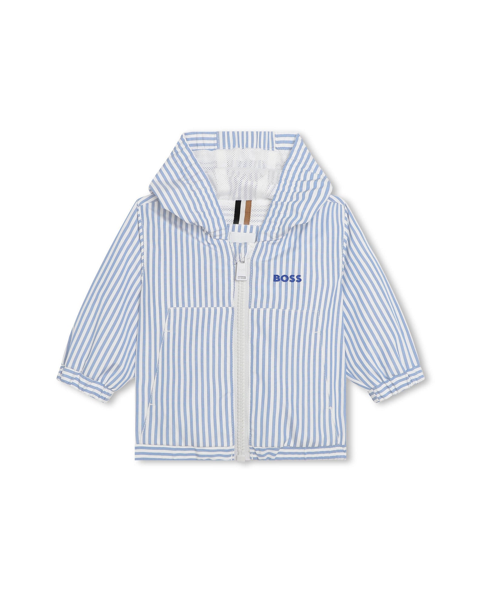 Striped hooded windbreaker - Oxford blue