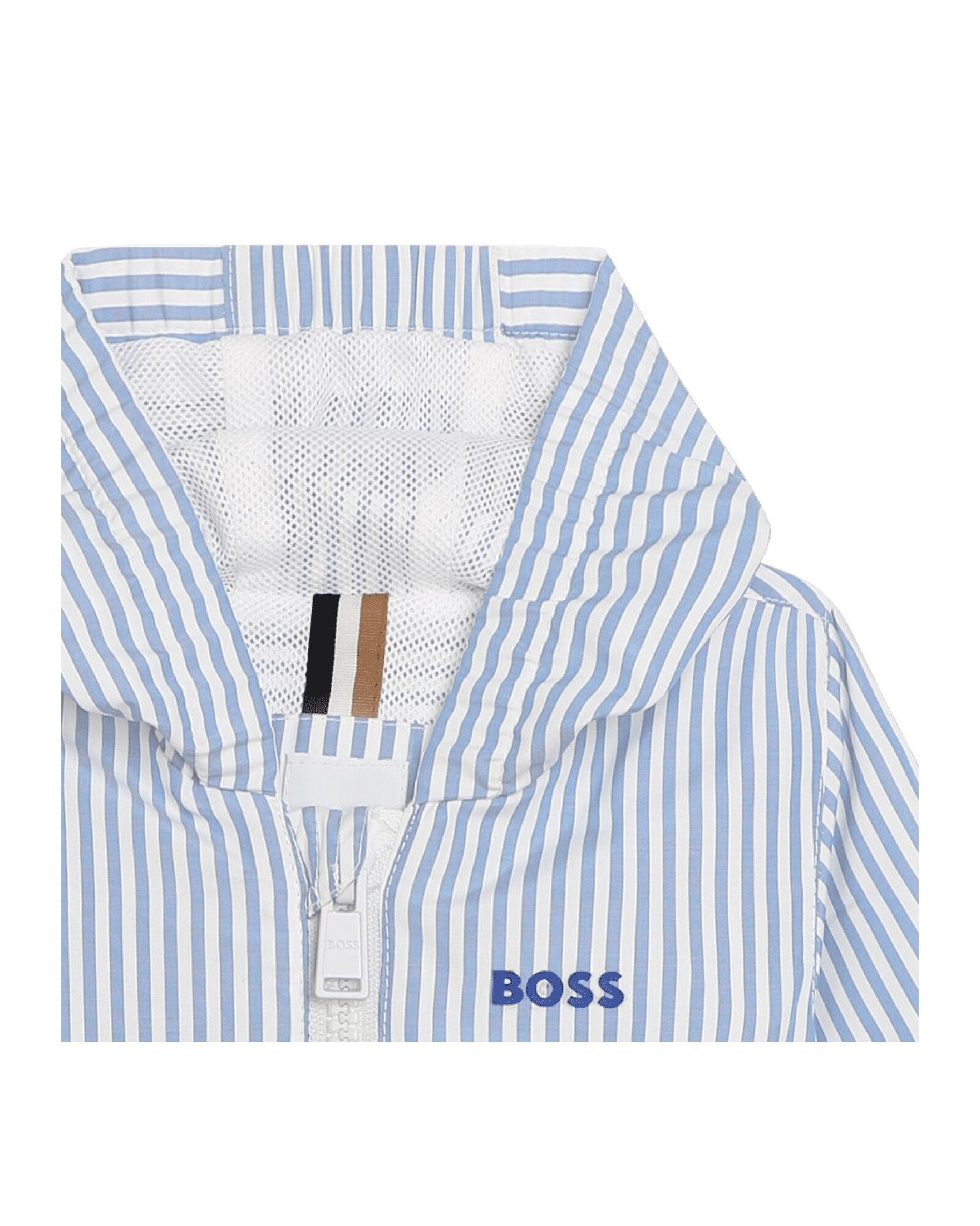 Striped hooded windbreaker - Oxford blue