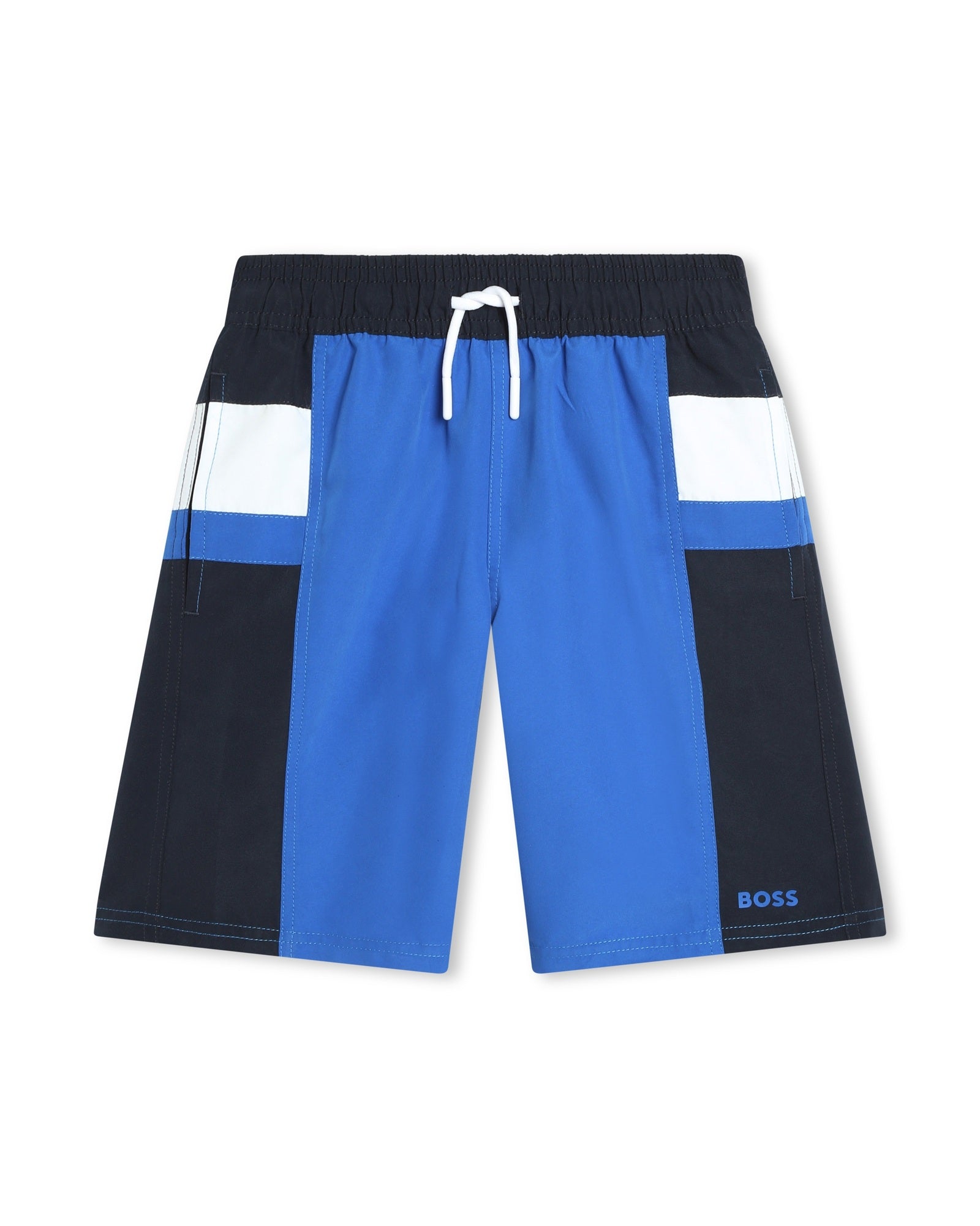 Short de bain à poches et rayures - Bleu Vif