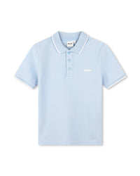 Polo à manches courtes en coton - Bleu Oxford