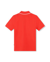 Cotton short-sleeved polo shirt - Bright red