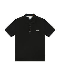 Short-sleeved cotton polo shirt - Black