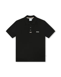 Cotton short-sleeved polo shirt - Black