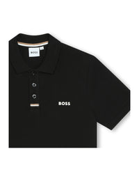 Cotton short-sleeved polo shirt - Black
