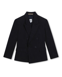 Veste de costume rayée en tissu armuré - Bleu Cargo