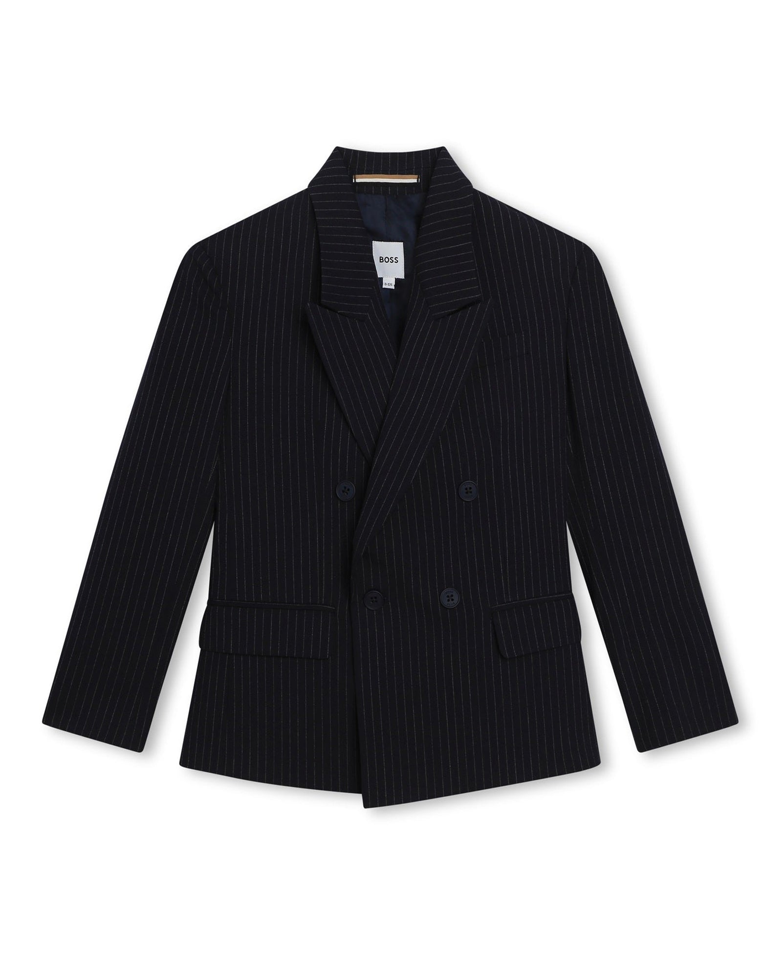 Veste de costume rayée en tissu armuré - Bleu Cargo