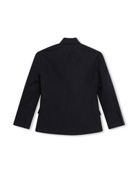 Veste de costume rayée en tissu armuré - Bleu Cargo