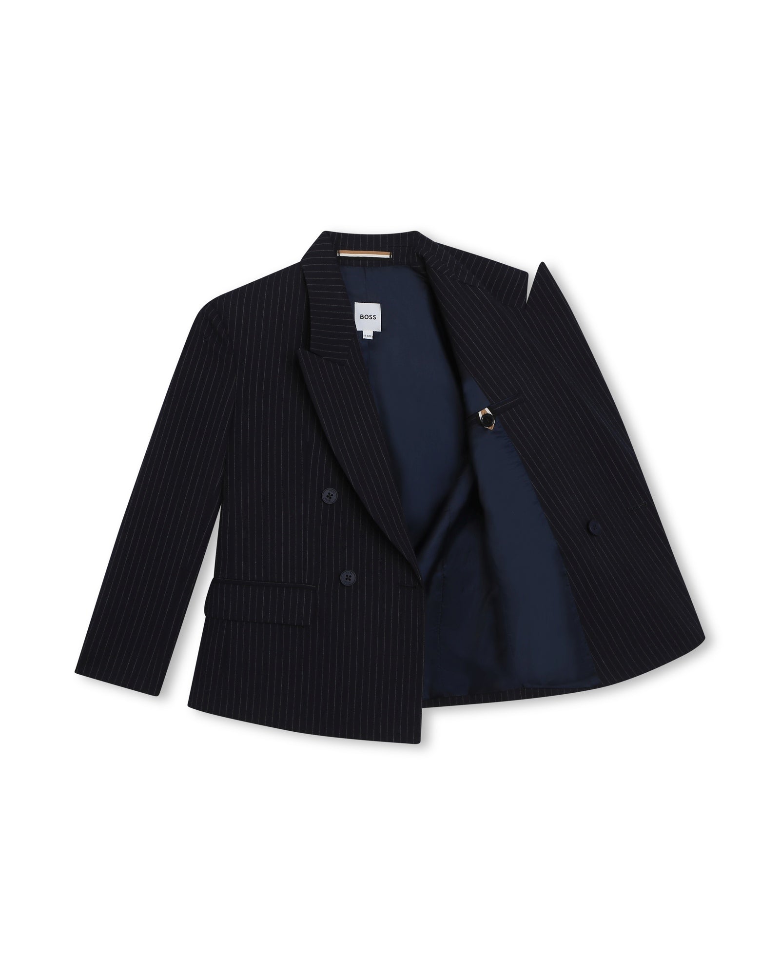 Veste de costume rayée en tissu armuré - Bleu Cargo
