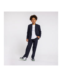 Veste de costume rayée en tissu armuré - Bleu Cargo