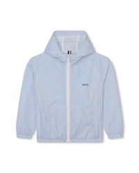 Blouson rayé à capuche - Bleu Oxford
