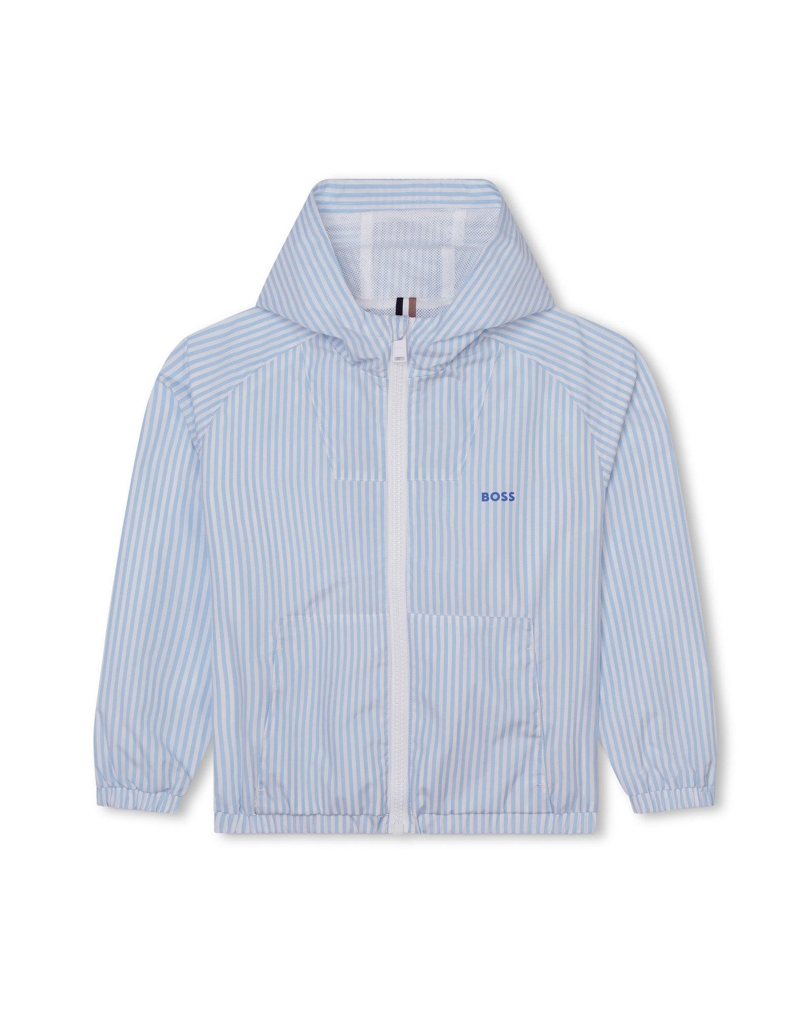 Blouson rayé à capuche - Bleu Oxford