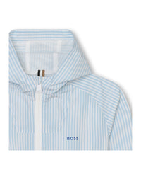 Blouson rayé à capuche - Bleu Oxford