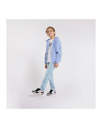 Blouson rayé à capuche - Bleu Oxford