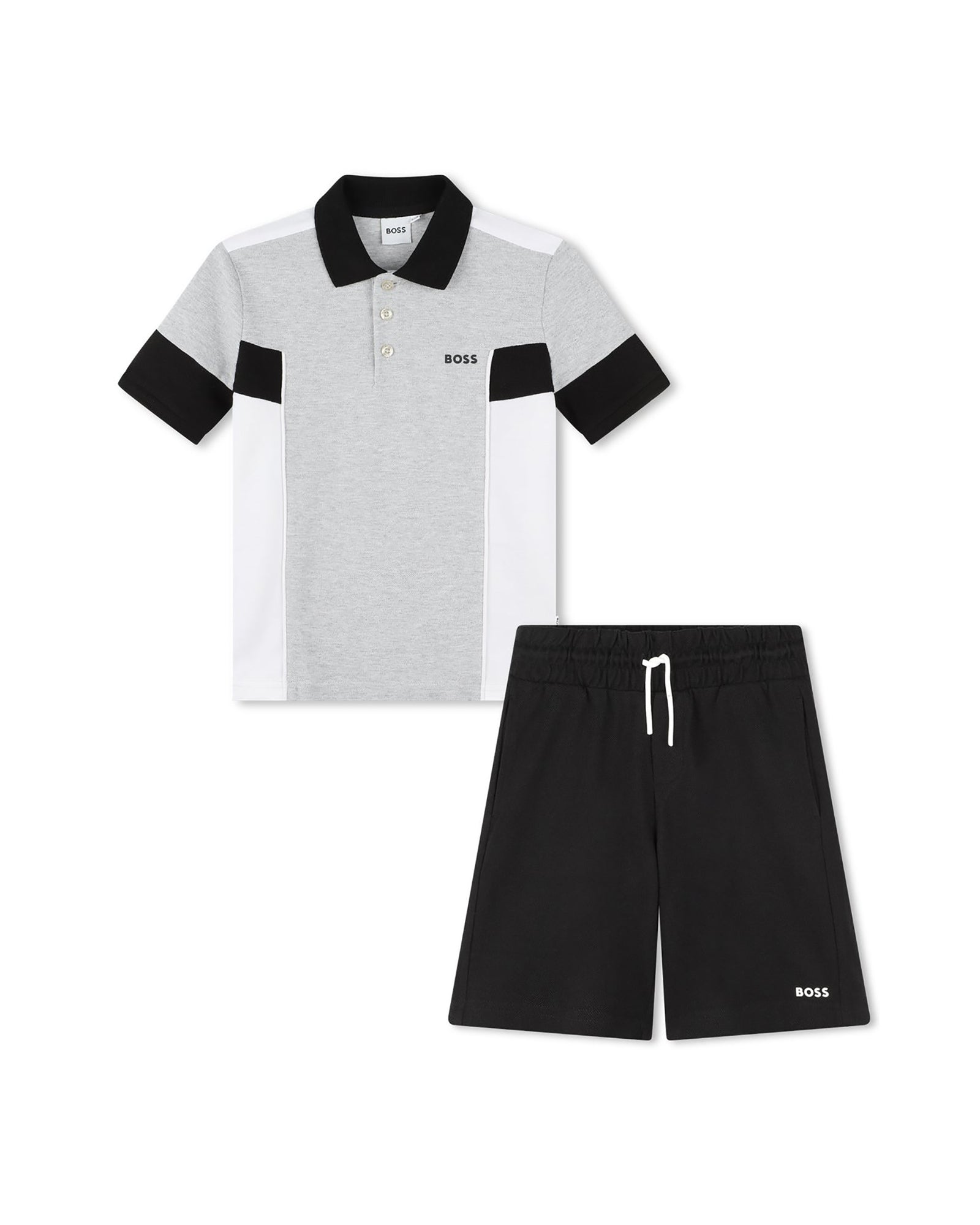 Ensemble short et polo - Gris Chiné