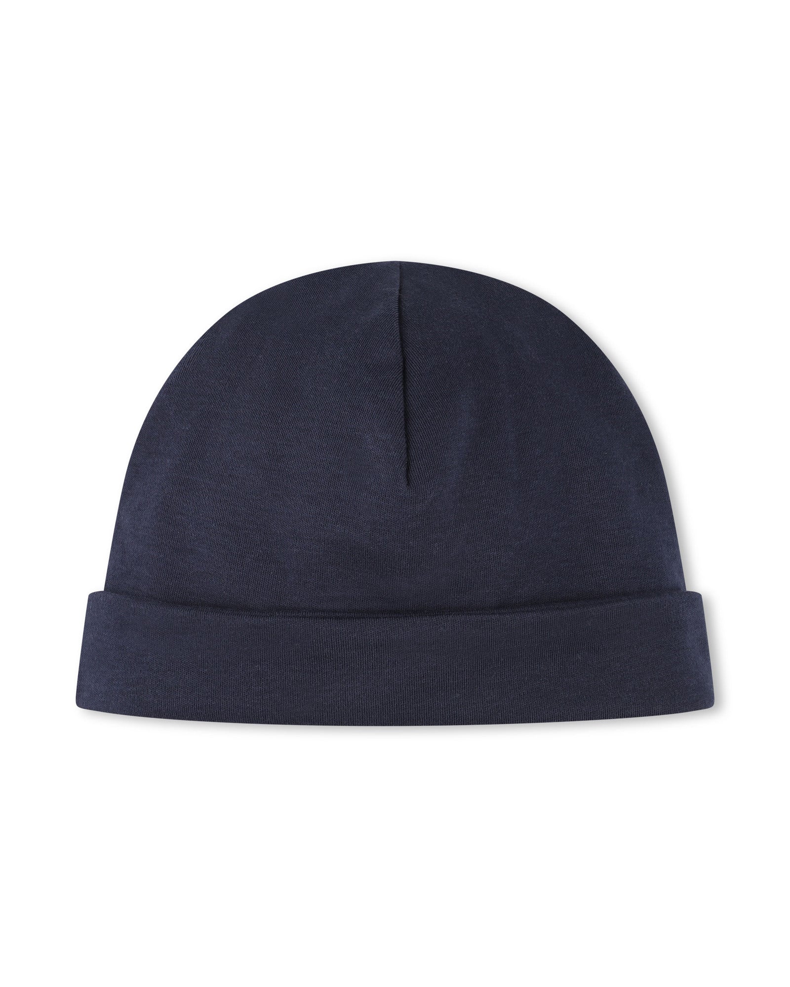 Bonnet de naissance à broderie - Bleu Cargo
