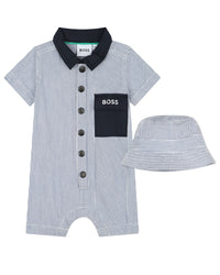 Ensemble combi-short et bob - Bleu Blanc