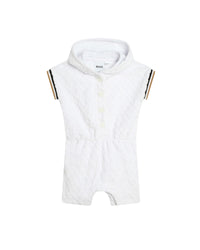 Combi-short à capuche en coton - Blanc