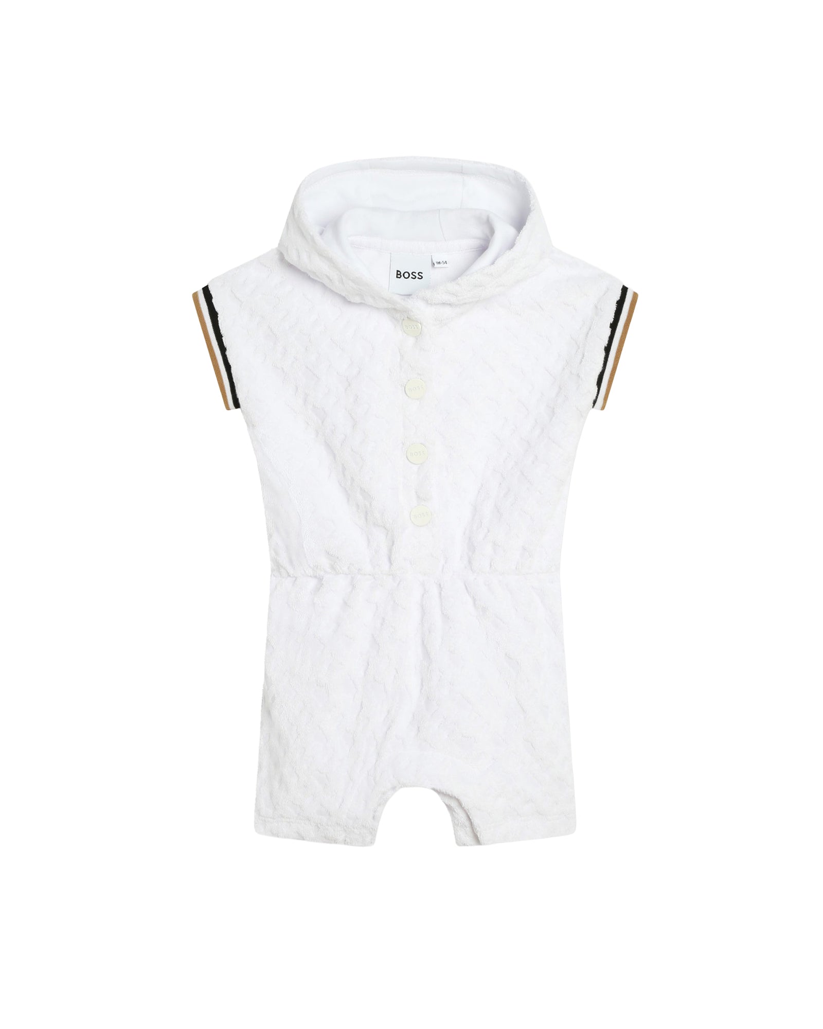 Combi-short à capuche en coton - Blanc