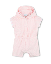 Combi-short à capuche en coton - Baby Pink