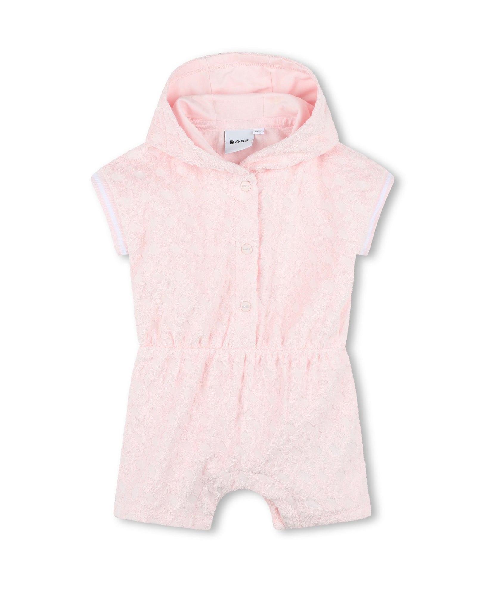 Combi-short à capuche en coton - Baby Pink