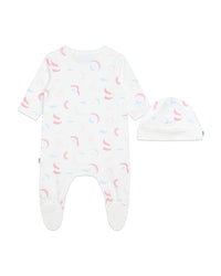 Pyjama and bonnet set - White Pink