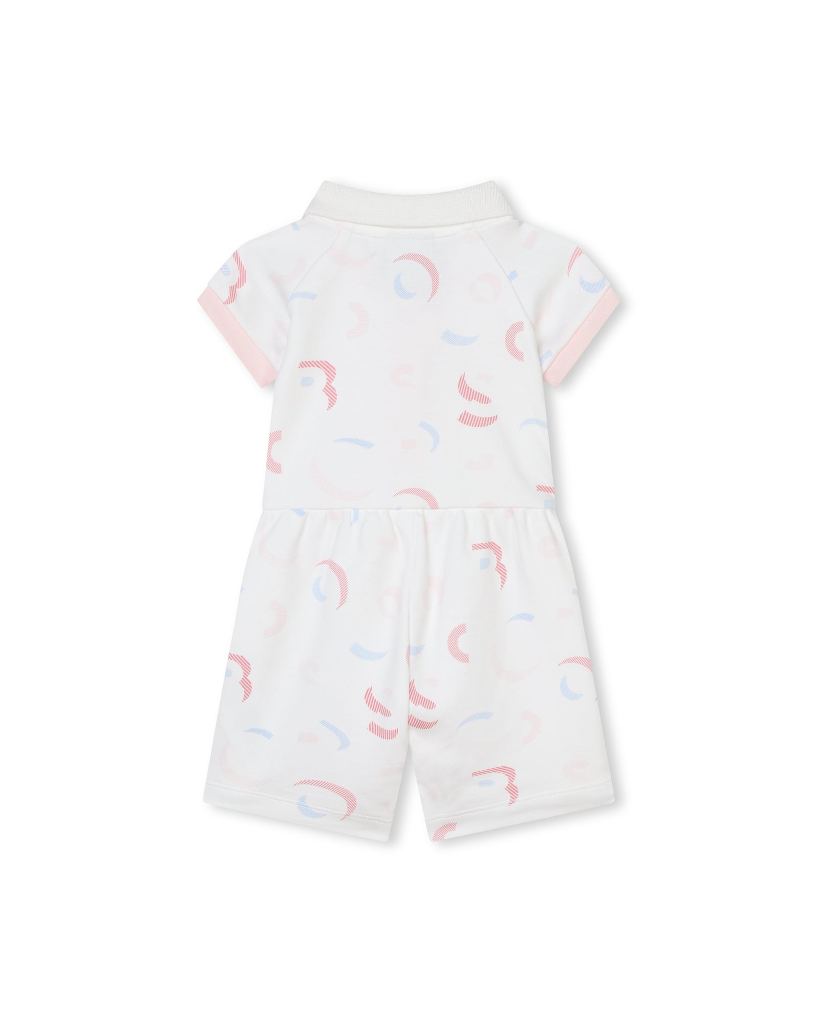 Combi-short à fermeture pressionnée en coton - Blanc & Rose