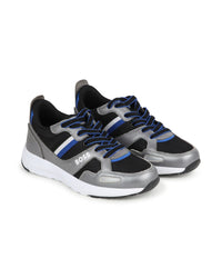 Mixed leather athletic trainers - Black