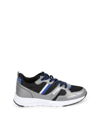 Mixed leather athletic trainers - Black