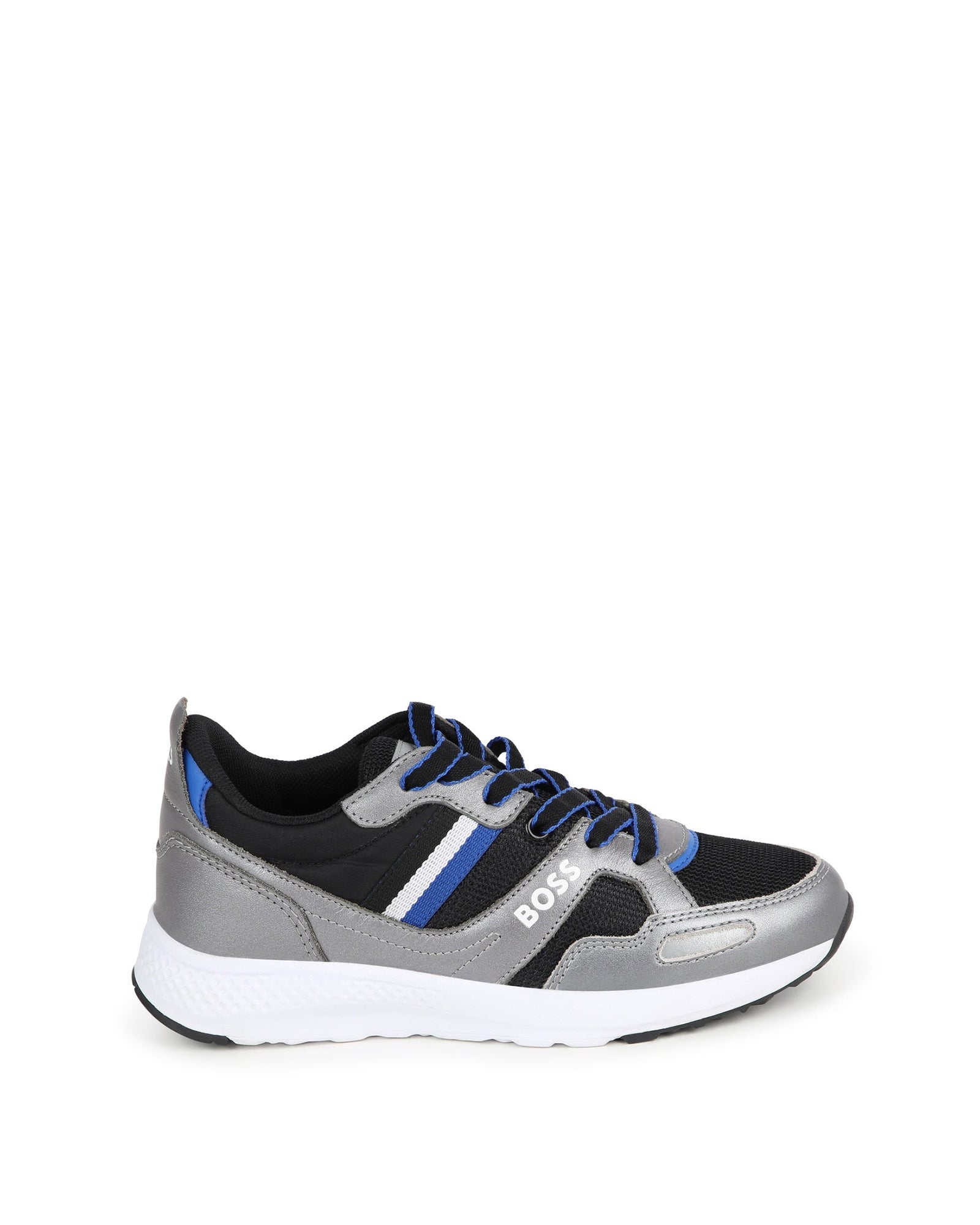 Mixed leather athletic trainers - Black