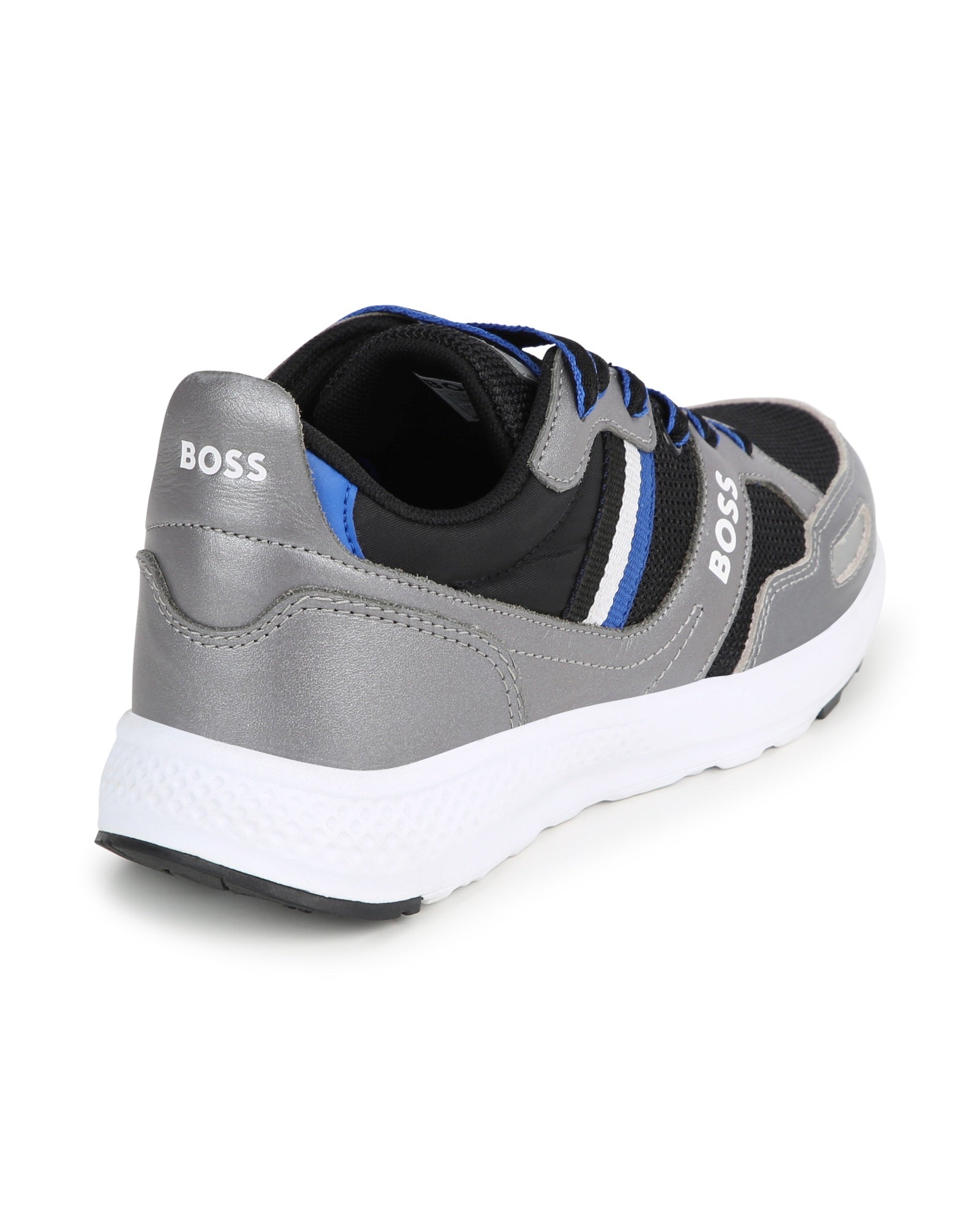 Mixed leather athletic trainers - Black