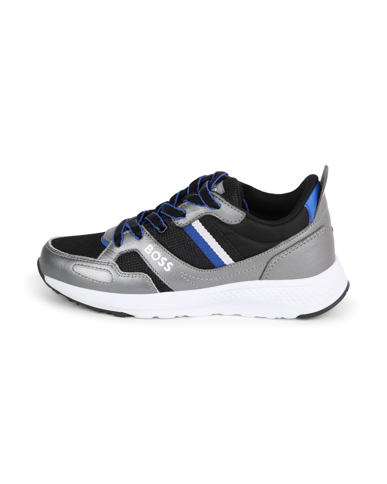 Mixed leather athletic trainers - Black