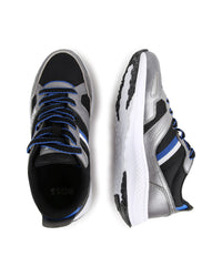 Mixed leather athletic trainers - Black