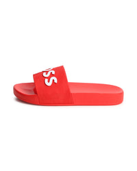 Mules siglées en relief - Rouge Vif