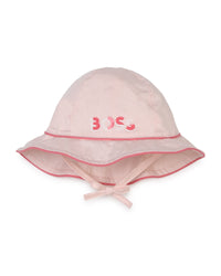 Chapeau en popeline avec cordons - Baby Pink