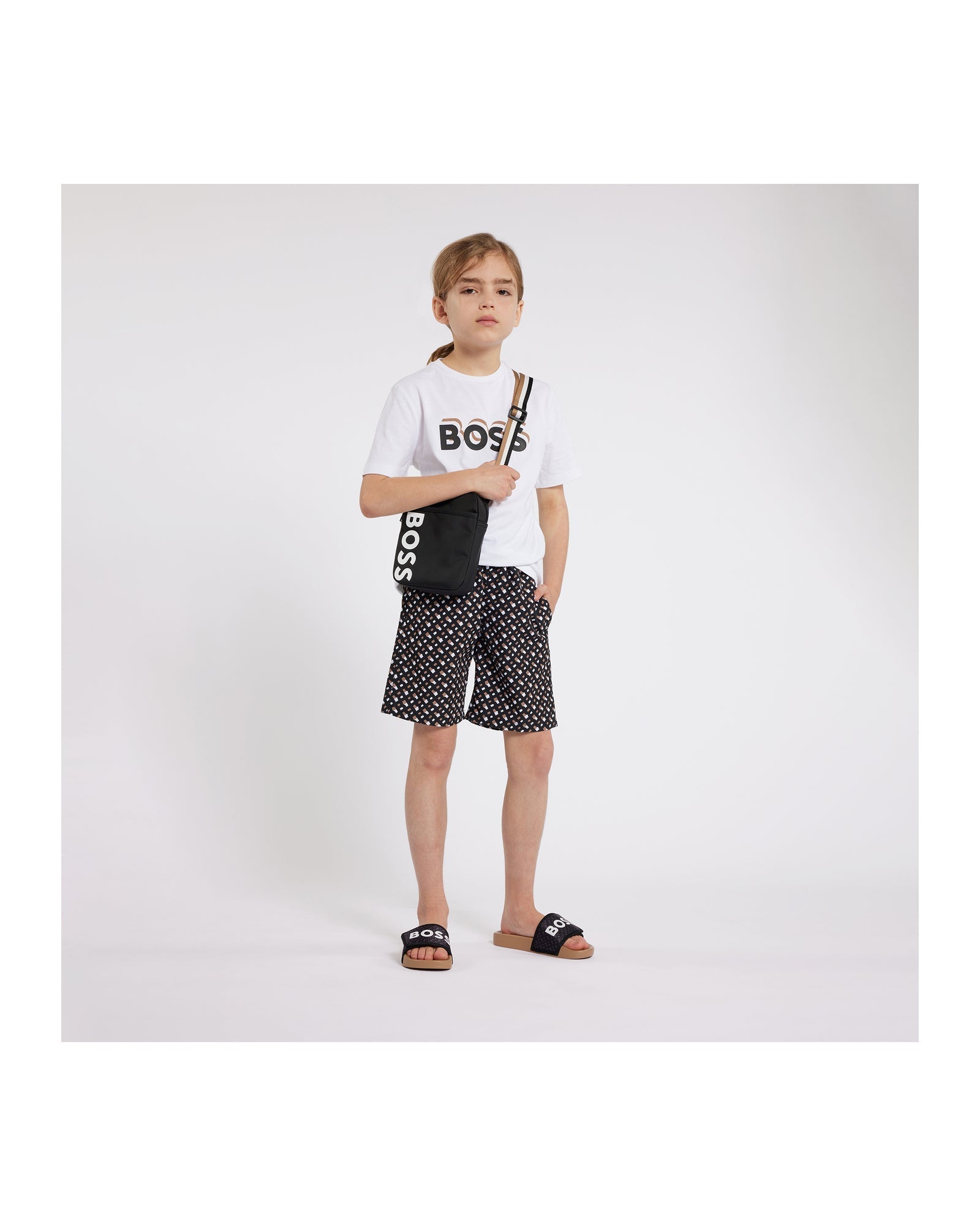 Short de bain à poches - Noir Marron
