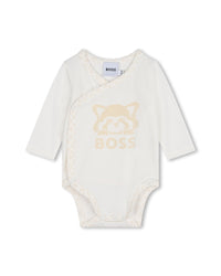 Cotton pyjama set, bodysuit, hat and mittens - Off White