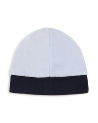 Bonnet de naissance en velours - Ciel