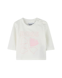 T-shirt à manches longues à col rond en coton - Off White