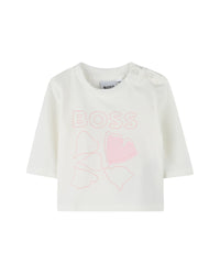 T-shirt à manches longues à col rond en coton - Off White