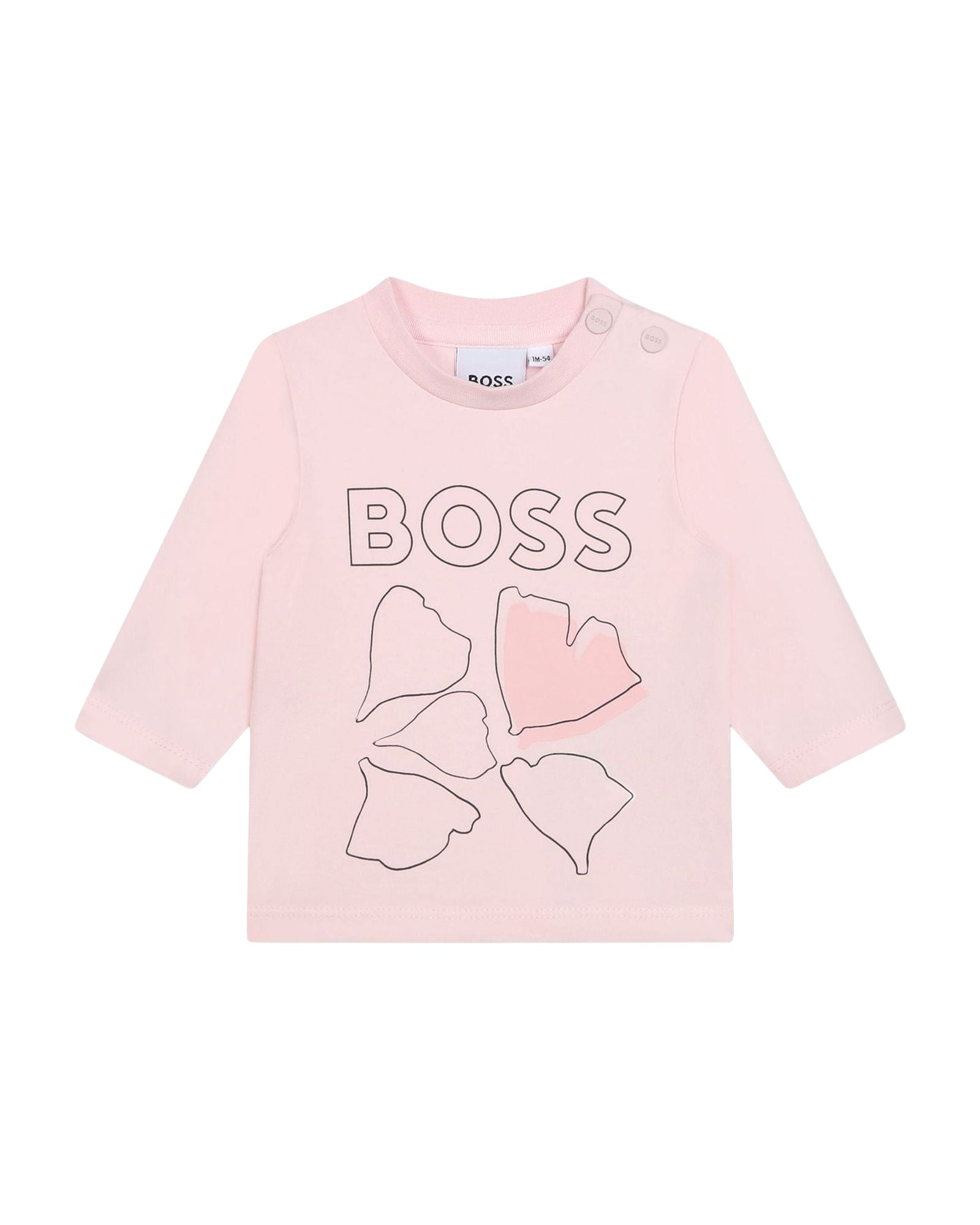 T-shirt à manches longues à col rond en coton - Baby Pink